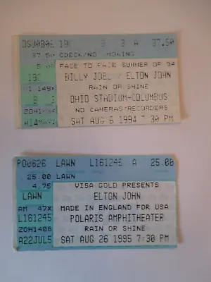 Billy Joel & Elton John 8/6/94 Elton John 8/26/95 Columbus OH Ticket Stub • $11.99