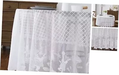  90 Inch Round Tablecloth. Vintage Lace Tablecloth Round TableCloth: 90  White • $36.12