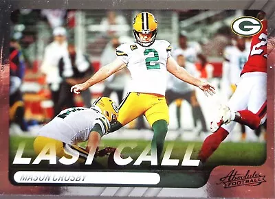 2022 Absolute Football Mason Crosby (Last Call) No. LC-4 Green Bay Packers EX • $1.36