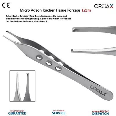 Surgical Adson Kocher Tweezers Tissue Forceps 12cm Dental Toothed Dressing Plier • $8.99