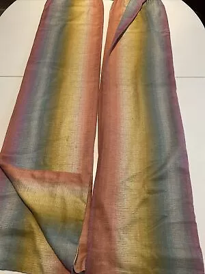 £39.99 • Buy Fabulous 60/70s Vintage Retro Curtains Rainbow Colour Striped W-114cm D-128cm