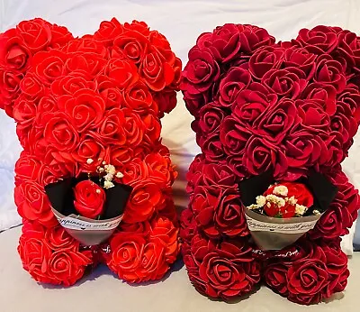 Rose Flower Teddy Bear Gift For Birthday Valentine Wedding Anniversary Love • £10.39