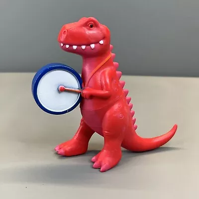 ANKYO Marching Band Drum Dinosaur TREX Red Plastic Toy Figures Drummer Vintage • $8.99