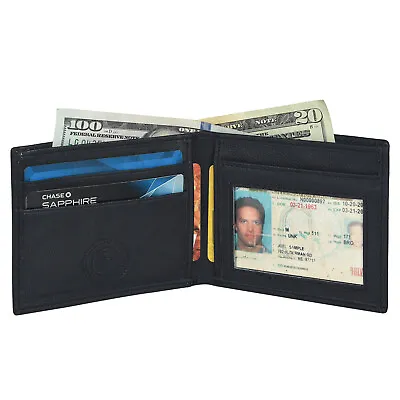 Genuine Leather Minimalist Bifold Wallets For Men RFID Blocking Slim Mens Wallet • $13.32
