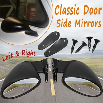 $37.99 • Buy 1 Pair Classic Car Door Side View Mirror Matte Black Gaskets Vintage Universal