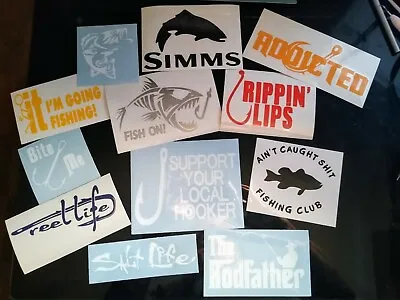 $9.95 • Buy Lot Of 5 Fishing Vinyl Decals Stickers Boat Window Tackle 