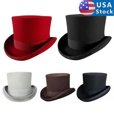 Retro Wool Victorian Mad Hatter Top Magic Hat Gentlemen Performing Jazz Caps • $38.99
