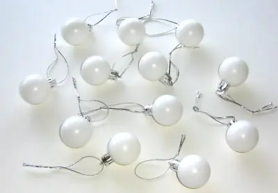 White Christmas Balls Mini Ornaments Satin Non Shatter For Wire Mini Tree • $9.95