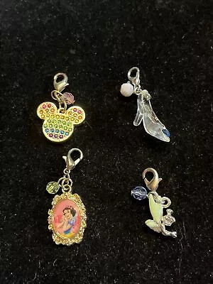 Lot Of 4 Disney Charms Mickey Mouse Snow White Tinkerbell Cinderella Slipper • $9.99