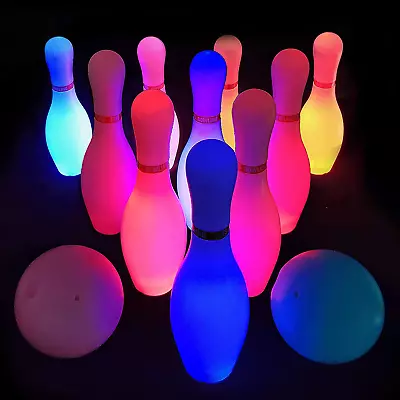 Kids Light Up Bowling Ball Toys SetBowling Pins Toy Game With 10 Pins & 2 Balls • $43.99