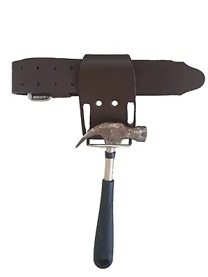 Brown Leather Hammer Holder Fixed Loop Holster And Leather Tools Belt 2 In 1 • £9.99