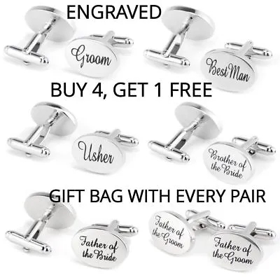 BEST SILVER Mens Wedding Cufflinks Cuff Link For Groom Best Man Usher Page Gift • £2.69