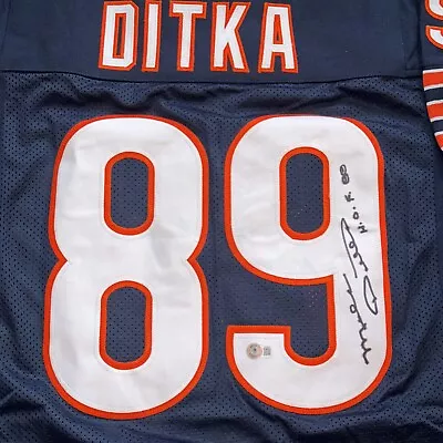 MIKE DITKA Signed Chicago BEARS Custom Jersey W/ HOF Inscr Beckett BAS Auth. • $129.95