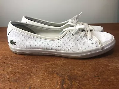 Lacoste Womens Shoes Sneakers White Leather Lace Up Size 39.5 • $29