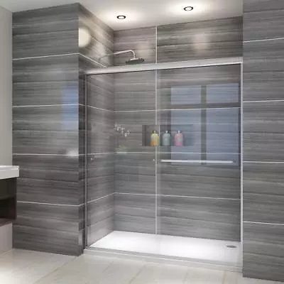 ELEGANT 60 X 72 Shower Door Semi-Frameless Sliding 1/4'' Glass Brushed Nickel • $420.49