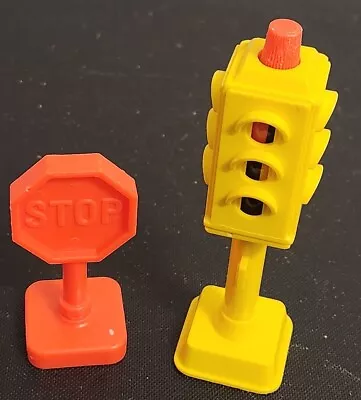 Vtg 1986 Fisher Price Little People Main Street 4 Way Traffic Light Stop Sign  • $16.97