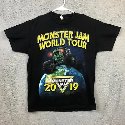 Monster Jam World Tour 2019 Merch Double Side Graphic Shirt Black Mens Medium M  • $14.99