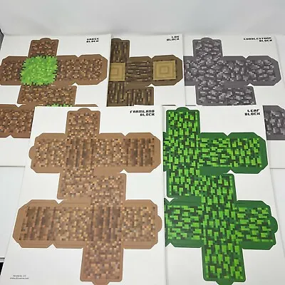 Minecraft Paper Craft 30 Blocks Only Grass Log Cobblestone Farmland Leaf Party • $34.16