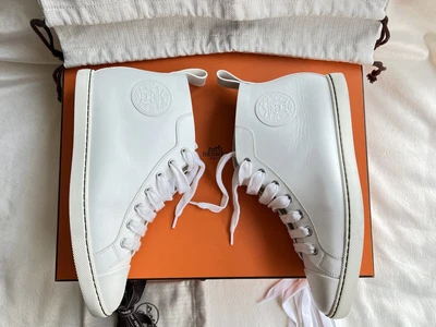 $590 • Buy HERMES Boots Sneakers Jimmy H181083Z Ex Libris White Mid 7.5