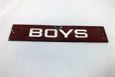 Vintage Enamel School Classroom Metal Sign Restroom Boys Brown White 10 X 2 • $31.20