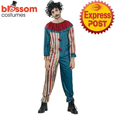TM353 Vintage Clown Freak Show Jester Killer Clown Mens Halloween Scary Costume • $35.04