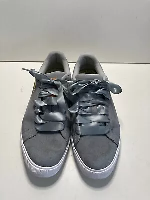 Puma Suede Grey Sneaker Trainer Women UK Size 5 Low Top Silk Lace Up Shoes • £28.99