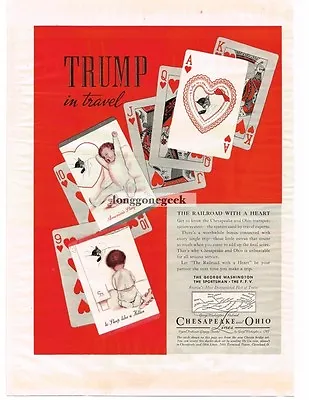 1937 CHESAPEAKE & OHIP Railroad Playing Cards CHESSIE CAT Vintage Ad  • $15.30