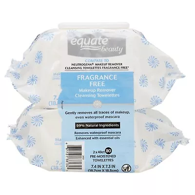 80 Count 2 Pack Equate Beauty Makeup Remover Wipes. • $5.39