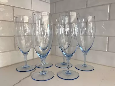 Vintage Set Of 6 Or 5 Mikasa Elite Light Blue Iced Tea/Water  Glass Goblets • $39.50