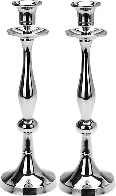 27cm Tall Silver Candlesticks Candle Holder Elegant Design Set Of 2 Candle Stick • £20.99