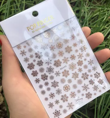 5D Embossed Snowflake Nail Sticker Self-Adhesive DIY Manicure Art Decals Ns20 • $2.95