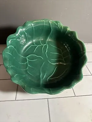 Vintage Heager USA Pottery #285B Green Cabbage Lettuce Leaf Candy Nut Bowl • $9.99