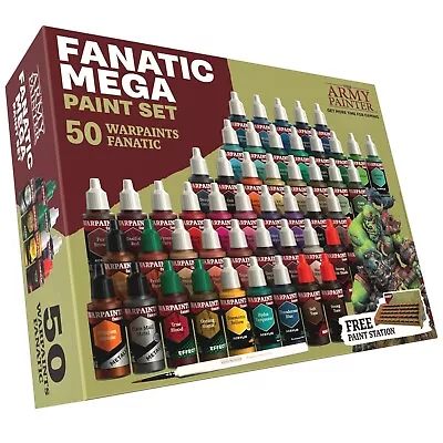 The Army Painter - Fanatic Mega Paint Set - 50 Warpaints + Paint Station & Brush • $199.99