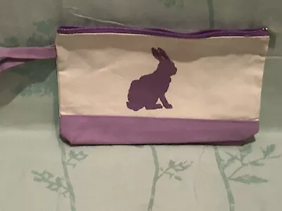 New Canvas Easter Cosmetic Makeup Zipper Bag W/ Bunny Rabbit Design • $6.95