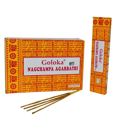 Goloka Nag Champa Agarbatti Natural Fragrance Incense Sticks Hand Rolled 12 Box • $22.64