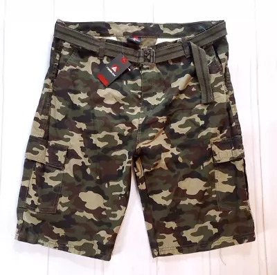 Mens Cargo Shorts Camouflage 5 Pocket Belt Size 40 New MWT Camo Inseam 11  Green • $19.99