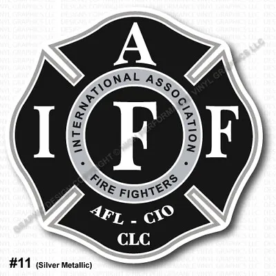 IAFF Firefighter HELMET Decal 2  Sticker Silver Metallic Blk Wht Laminated 0398 • $3.49