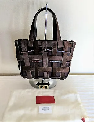 $188 • Buy Authentic Nancy Gonzalez Mini Tote Brown Pony-hair & Crocodile Handbag