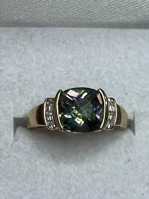 Cushion Cut Mystic Topaz With Diamond Accents. 10k Gold • $329