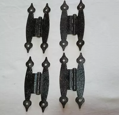 Lot Of 4 Vintage Hammered Black Colonial Cabinet Door Hinges  • $8