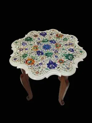 Table Top Marble Inlay Coffee White Mosaic Decor Antique 14 Inches • $400