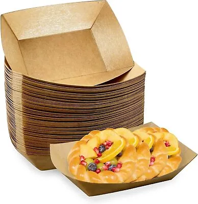 Kraft Tray Hot & Cold Food Snack Boat Trays Biodegradable Takeaway Meal Box • £6.39