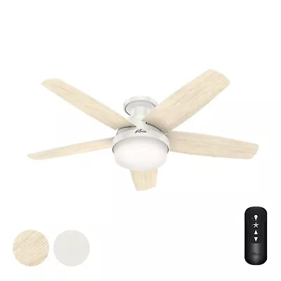 Hunter Fan 48 Inch Low Profile Fresh White Ceiling Fan With Light Kit And Remote • $89.29