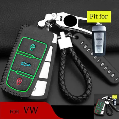 For VW Passat CC Magotan Luminous Leather Remote Key Case Skin Holder Fob Cover • $20.78