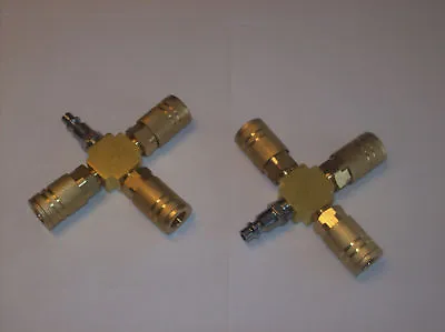 2 Calhawk 3-way Air Hose Manifolds Brass Quick Couplers • $21.99