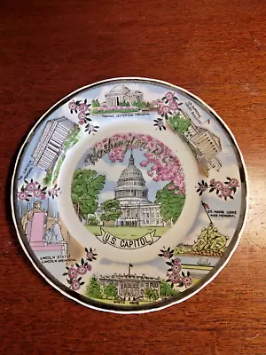 Washington Dc Vintage Souvenir Plate Us Capitol Cherry Blossom Plate ~ Japan • $12.90