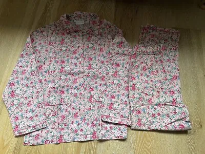 Rachel Riley Girls Pink Floral Cotton Pyjama Set  Long Sleeves Age 14 • £11.99