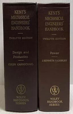 Kent's Mechanical Engineers' Handbook (2 Volume Set) [12th Edition] 1950 • $37