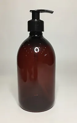 250ml PET Plastic Amber Round Boston Bottles & Black Lotion Pump *Any Amount* • £1.99