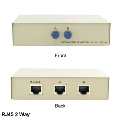 Kentek RJ45 Manual Data Switch Two Way Push Button Type Network Routers Modem PC • $15.96